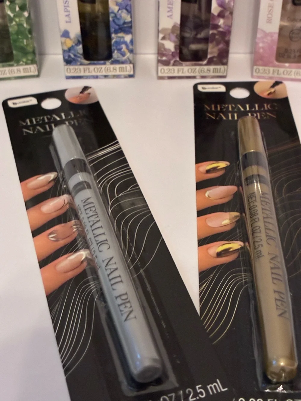 b.Pure Crystals Cuticle Oil & Metallic Nail pens  bundle